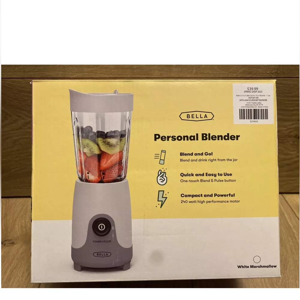 🎉 Host Pick! 🎉 NIB Bella One Touch 14-Oz Blender White Marshmallow free Jar
